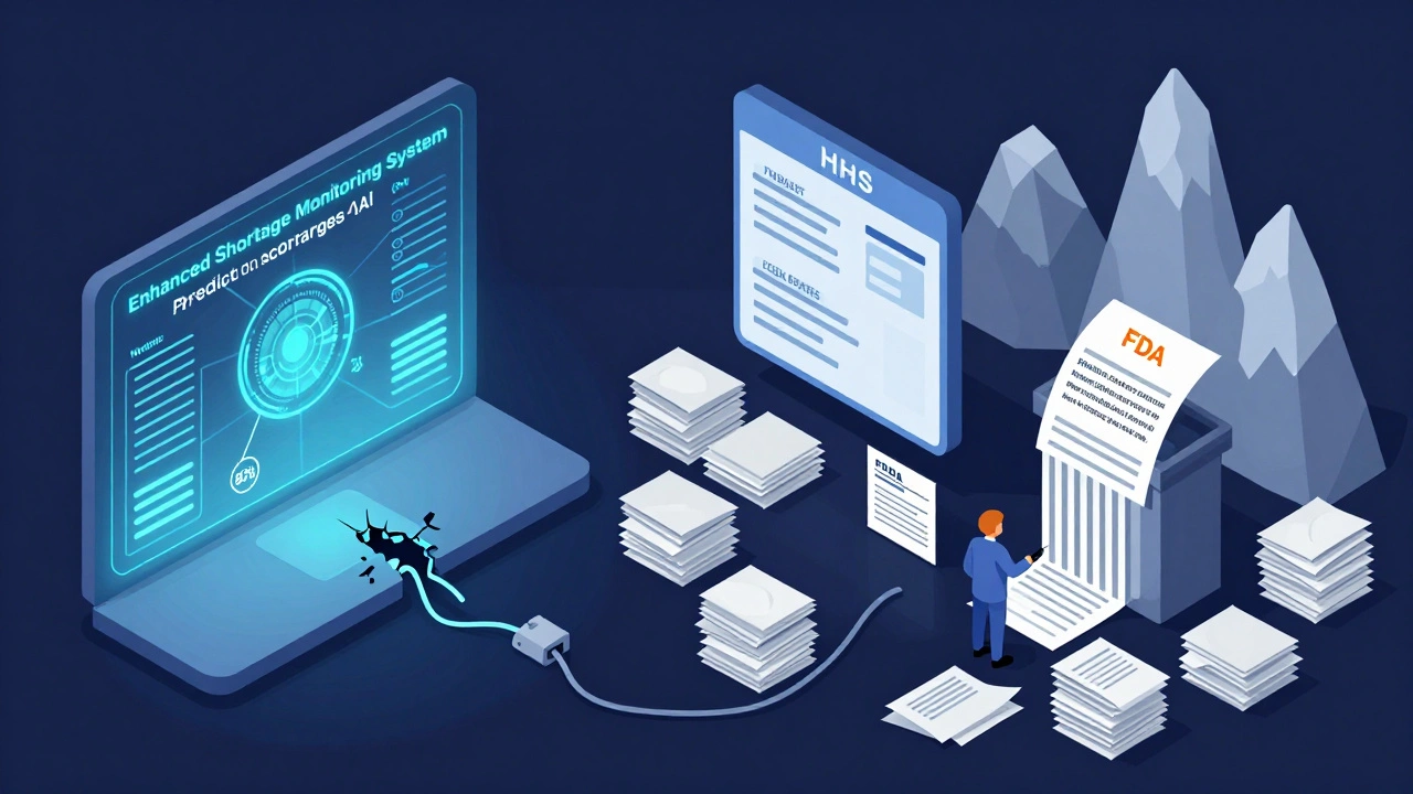 Fragmented federal response: AI prediction system disconnected from budget cuts and destroyed transparency rules, with one FDA warning letter.