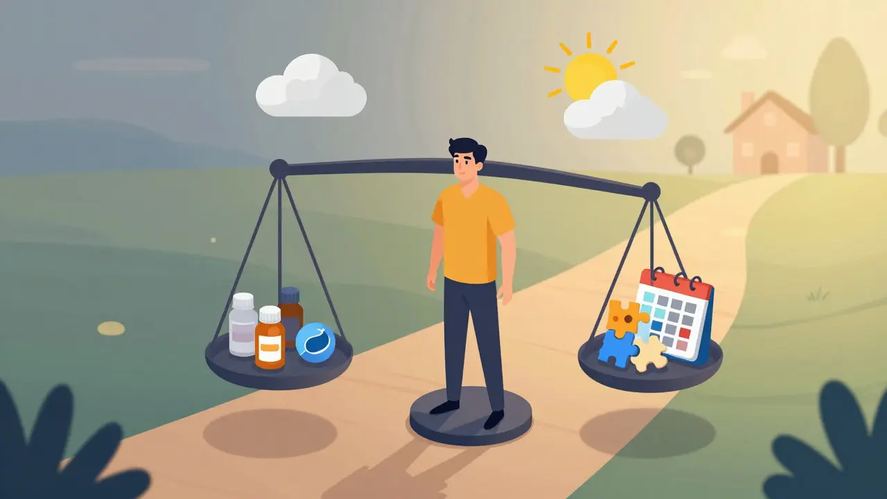 Balanced recovery path showing healing journey forward