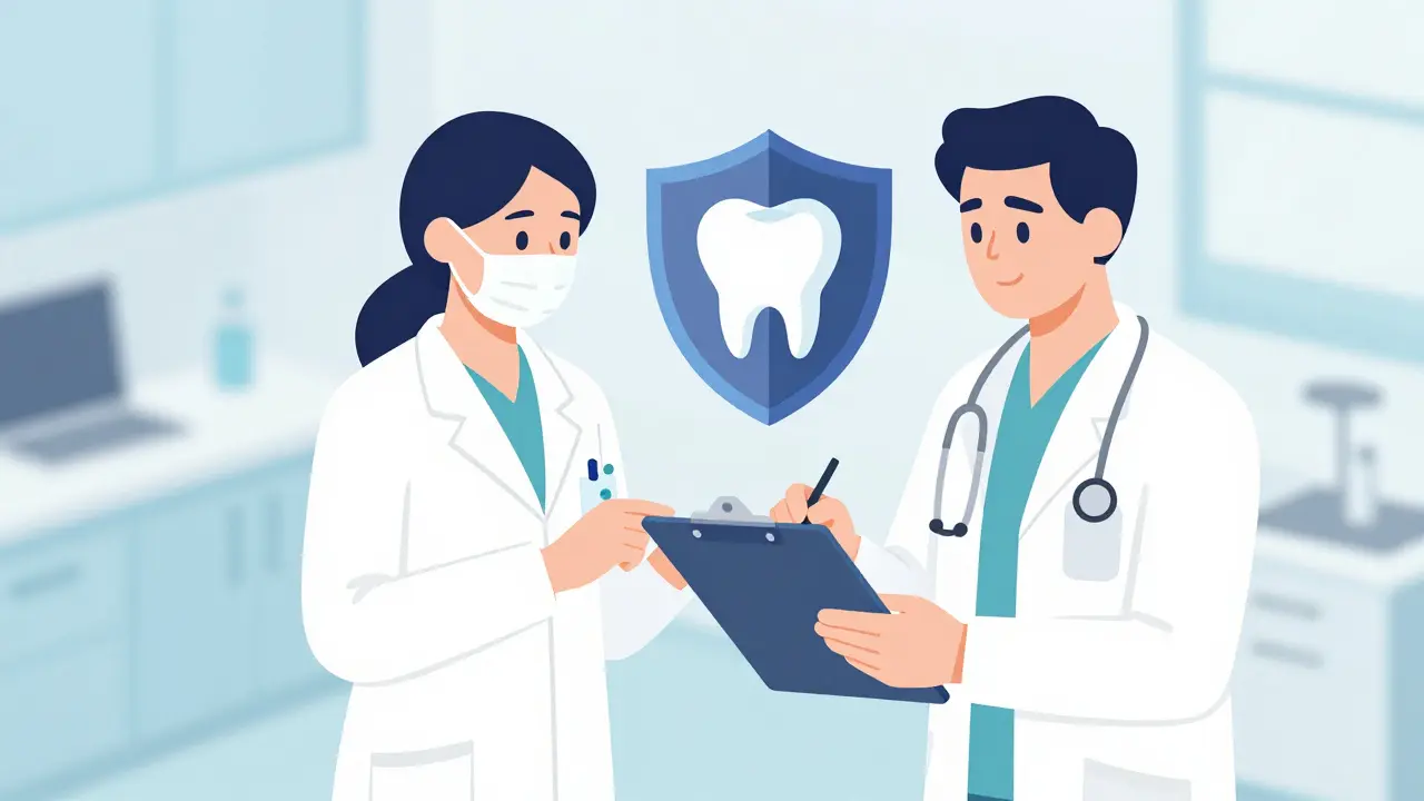 Doctor and dentist collaborating on preventive care plan