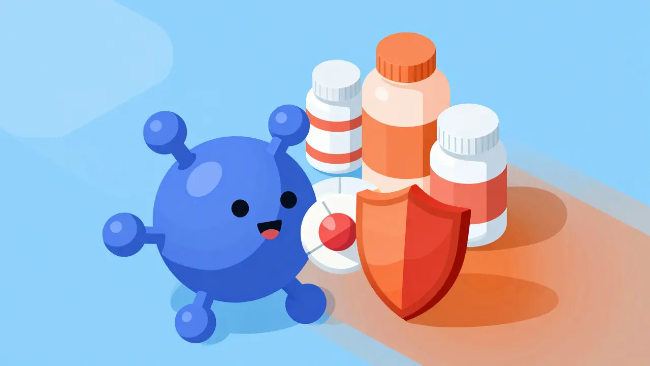 Illustration of drug interaction blocking enzymes
