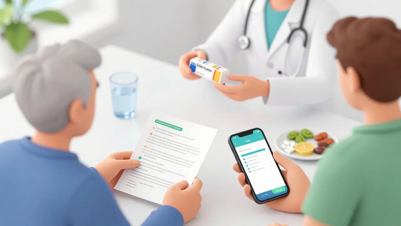 Isometric illustration of patients and doctors managing medication safety and guidelines