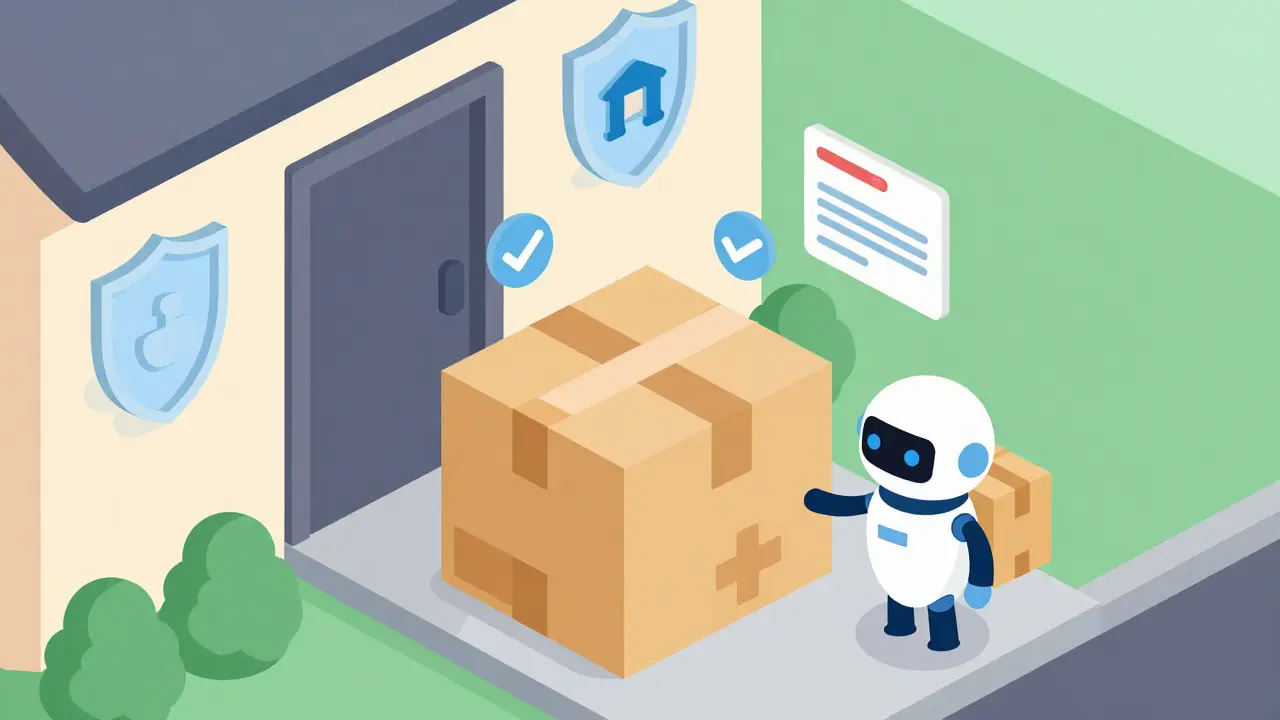 Isometric illustration of secure medicine delivery package